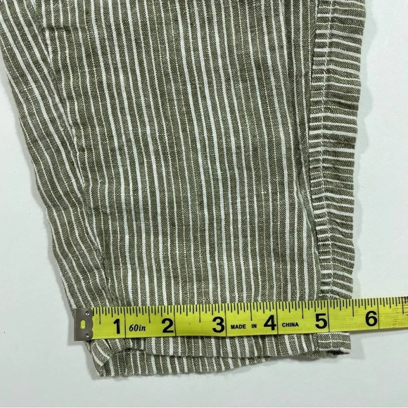 Anthropologie Olive Stripe Linen Pants Size XS Tapered Leg - Picture 9 of 9